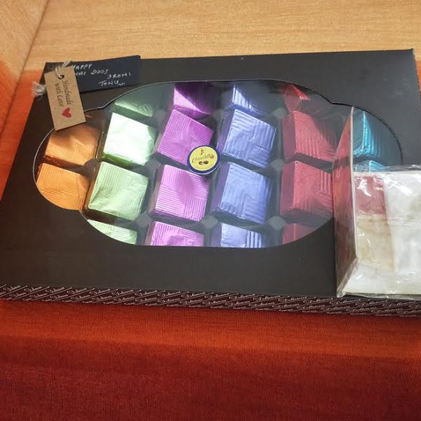 Brown box with (24 pieces for bhai dhooj and rakhi)